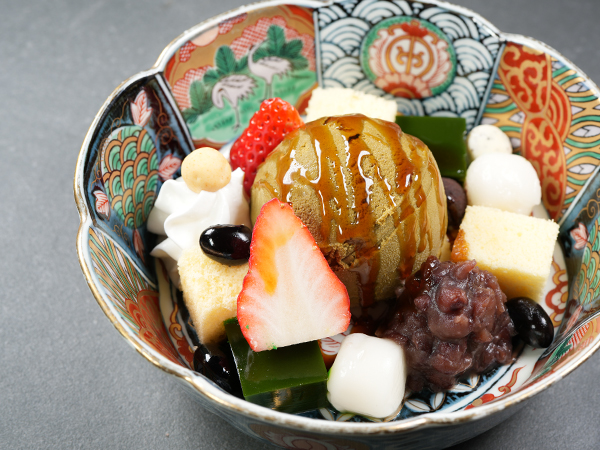 焙じ茶クリームあんみつ